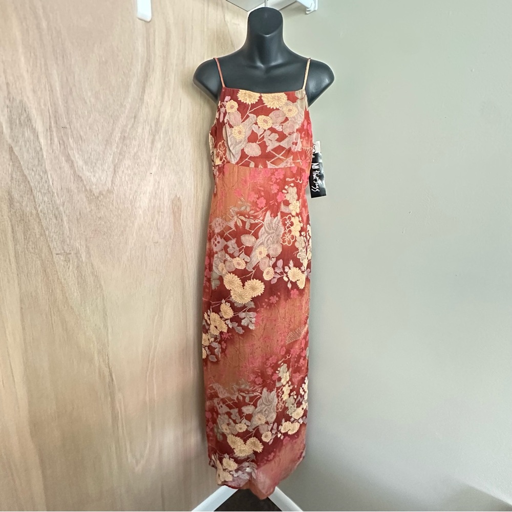 Vintage Y2K All That Jazz Floral Burnout Slip Maxi Dress NWT Deadstock Sz 5/6
